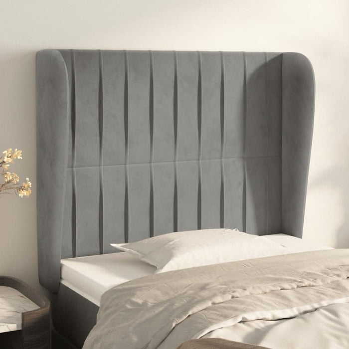 Tăblie de pat cu aripioare gri deschis 103x23x118/128cm catifea - WALTI WALTI
