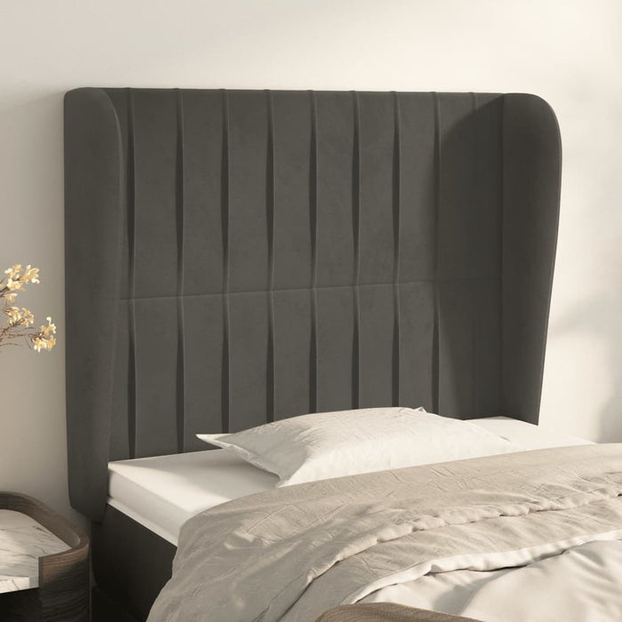 Tăblie de pat cu aripioare gri închis 103x23x118/128 cm catifea WALTI
