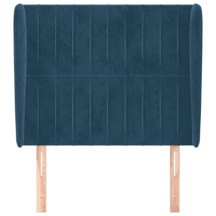 Tăblie pat cu urechi albastru închis 103x23x118/128cm catifea WALTI