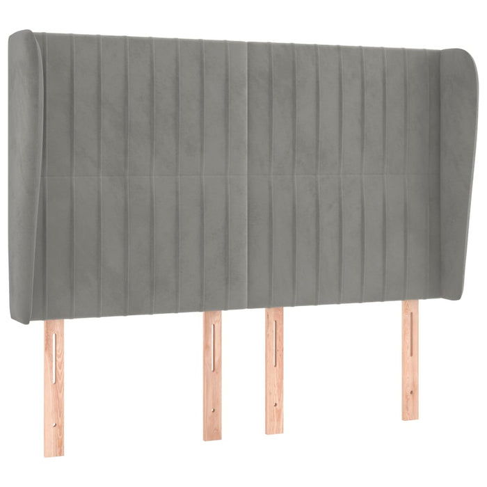 Tăblie de pat cu aripioare gri deschis 147x23x118/128cm catifea WALTI