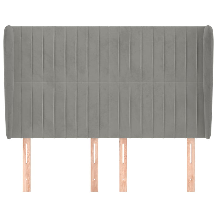 Tăblie de pat cu aripioare gri deschis 147x23x118/128cm catifea WALTI