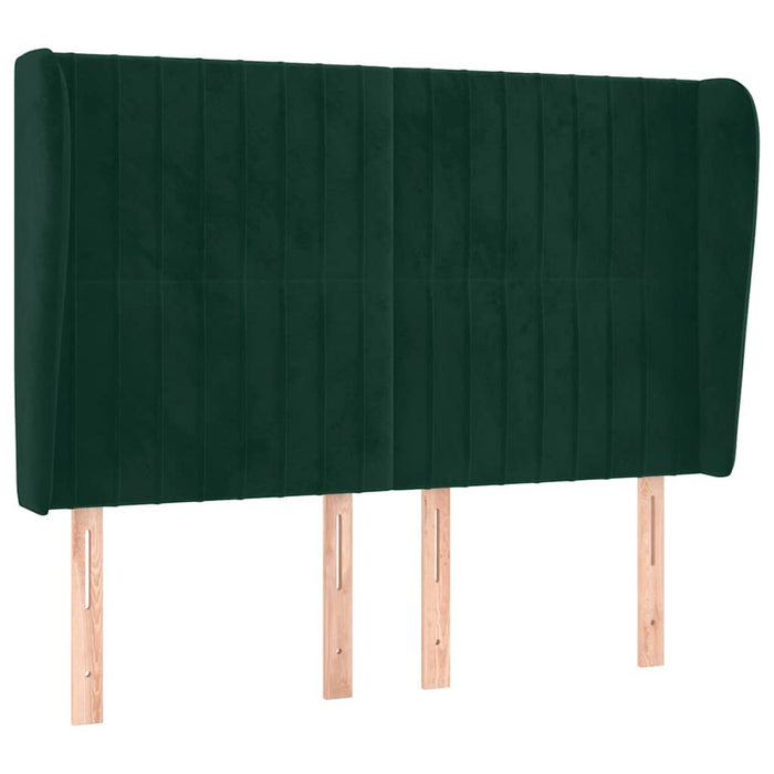 Tăblie pat cu aripioare verde închis 147x23x118/128 cm catifea WALTI