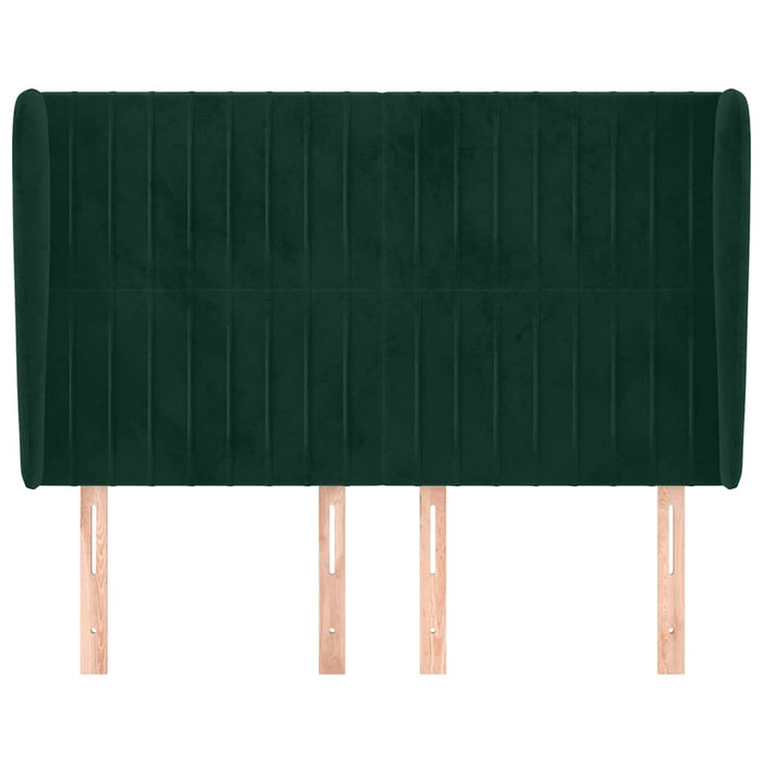 Tăblie pat cu aripioare verde închis 147x23x118/128 cm catifea WALTI