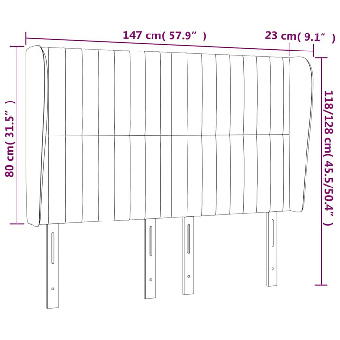 Tăblie pat cu aripioare verde închis 147x23x118/128 cm catifea WALTI
