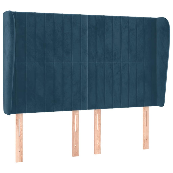 Tăblie pat cu urechi albastru închis 147x23x118/128 cm catifea WALTI
