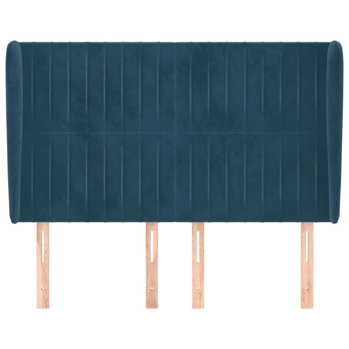 Tăblie pat cu urechi albastru închis 147x23x118/128 cm catifea WALTI