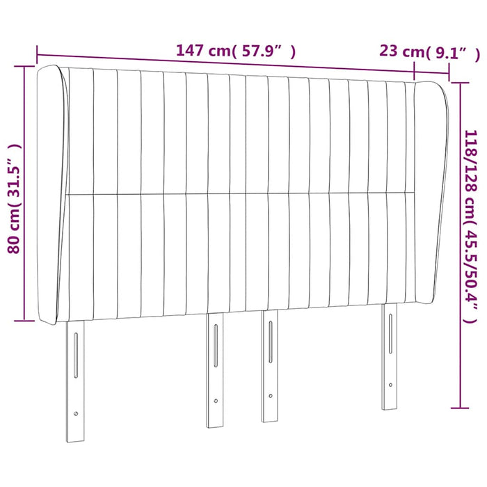Tăblie pat cu urechi albastru închis 147x23x118/128 cm catifea WALTI