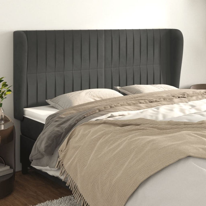 Tăblie de pat cu aripioare gri închis 163x23x118/128 cm catifea - WALTI WALTI