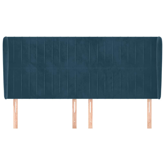Tăblie pat cu urechi albastru închis 163x23x118/128 cm catifea WALTI