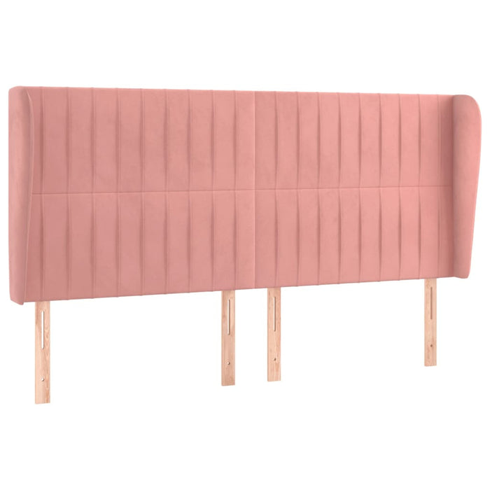 Tăblie de pat cu aripioare, roz, 163x23x118/128 cm, catifea WALTI