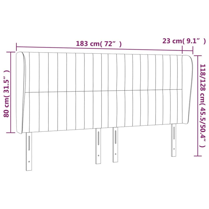 Tăblie de pat cu aripioare gri deschis 183x23x118/128cm catifea - WALTI WALTI