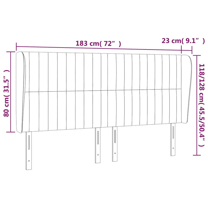 Tăblie pat cu urechi albastru închis 183x23x118/128 cm catifea - WALTI WALTI