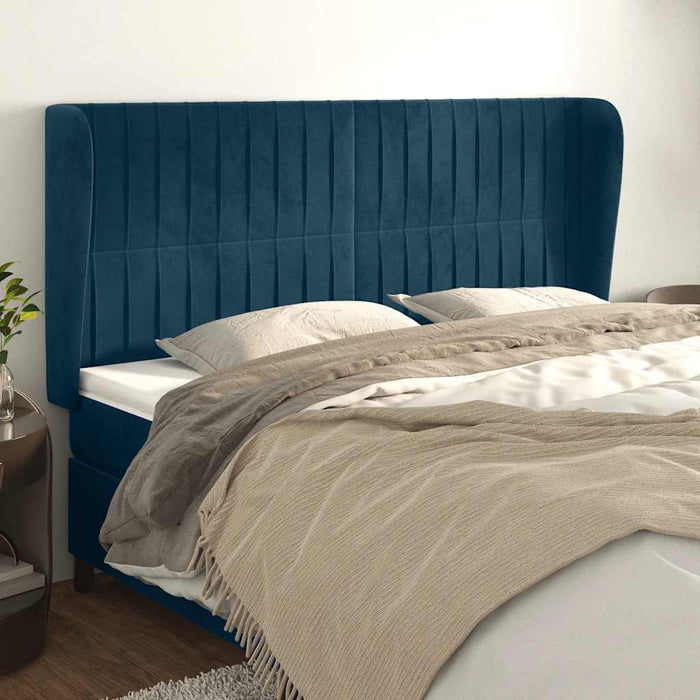 Tăblie pat cu urechi albastru închis 183x23x118/128 cm catifea - WALTI WALTI