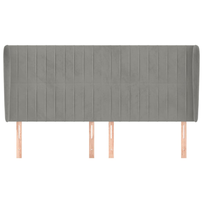 Tăblie de pat cu aripioare gri deschis 203x23x118/128cm catifea WALTI