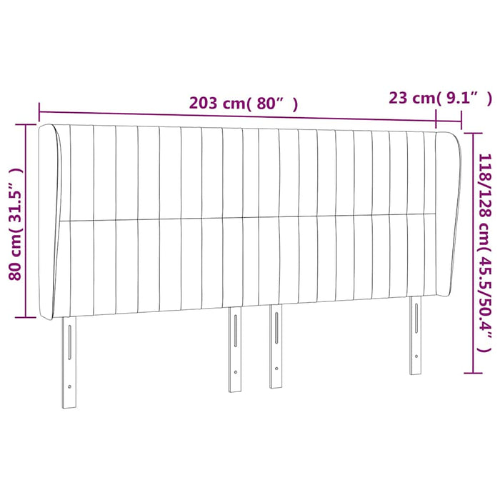 Tăblie pat cu aripioare verde închis 203x23x118/128cm catifea WALTI