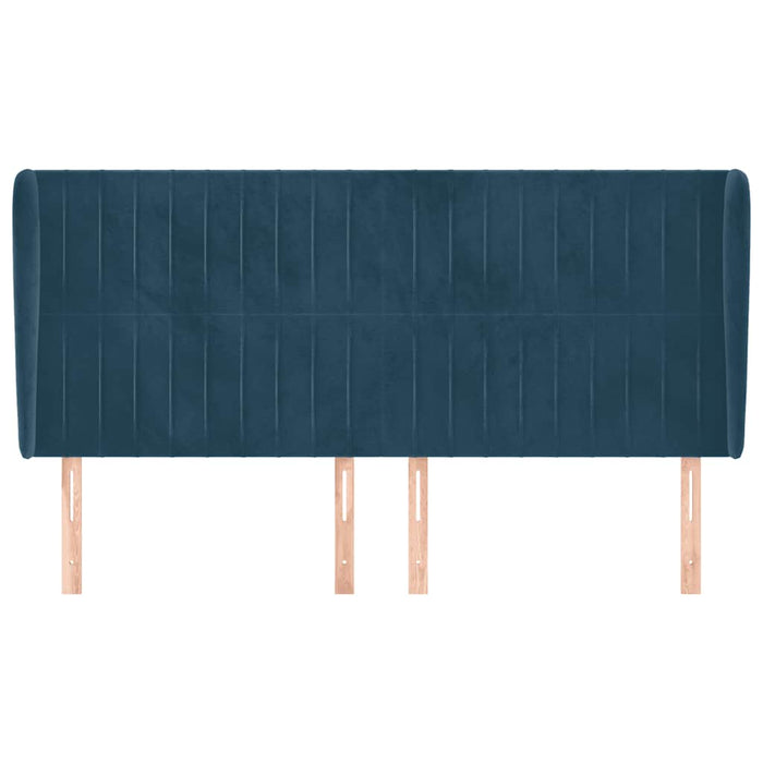 Tăblie pat cu urechi albastru închis 203x23x118/128 cm catifea WALTI