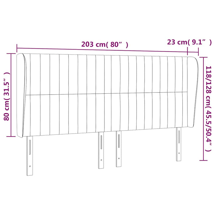 Tăblie pat cu urechi albastru închis 203x23x118/128 cm catifea WALTI