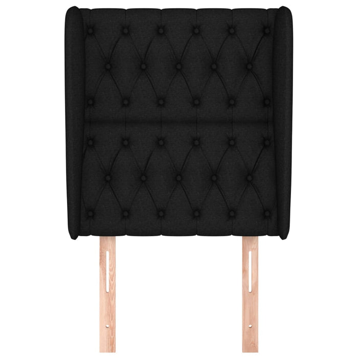 Tăblie de pat cu aripioare, negru, 83x23x118/128 cm, textil WALTI