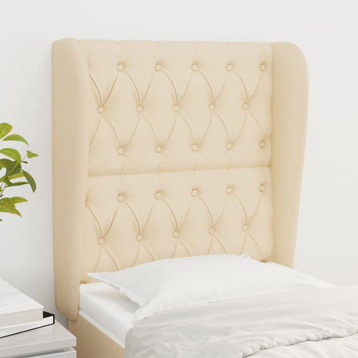 Tăblie de pat cu aripioare, crem, 83x23x118/128 cm, textil WALTI