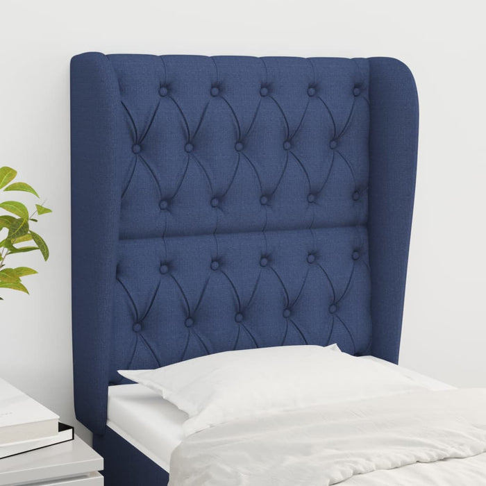Tăblie de pat cu aripioare, albastru, 83x23x118/128 cm, textil - WALTI WALTI