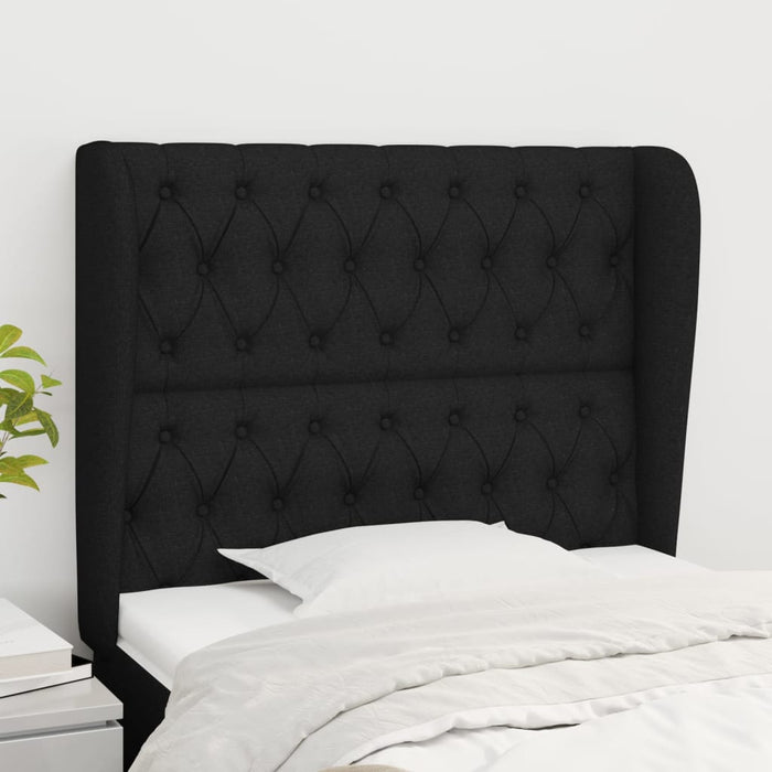 Tăblie de pat cu aripioare, negru, 93x23x118/128 cm, textil - WALTI WALTI