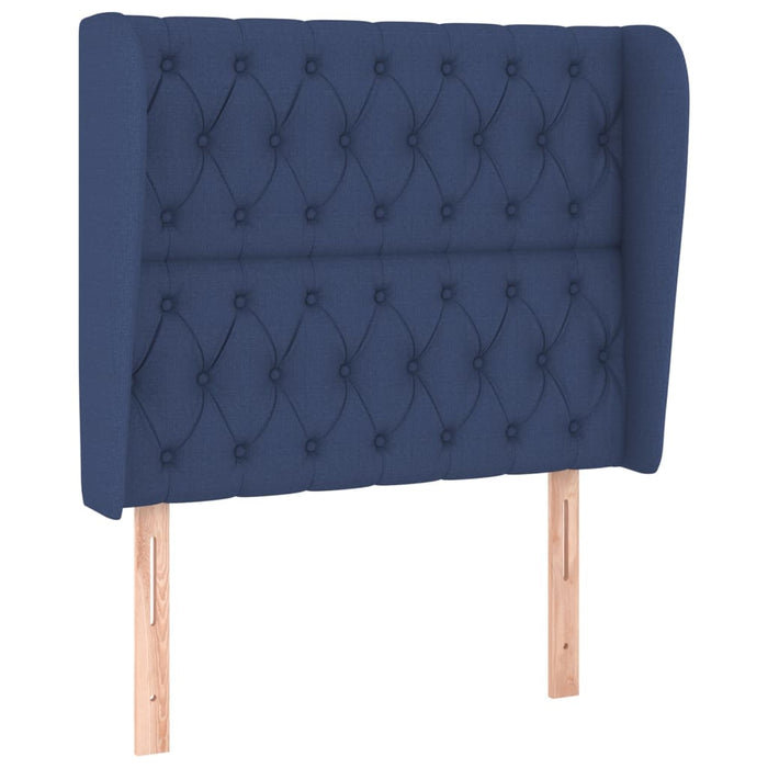 Tăblie de pat cu aripioare, albastru, 93x23x118/128 cm, textil WALTI