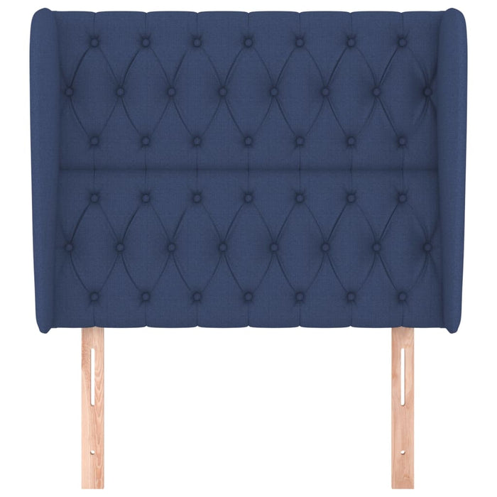 Tăblie de pat cu aripioare, albastru, 93x23x118/128 cm, textil WALTI