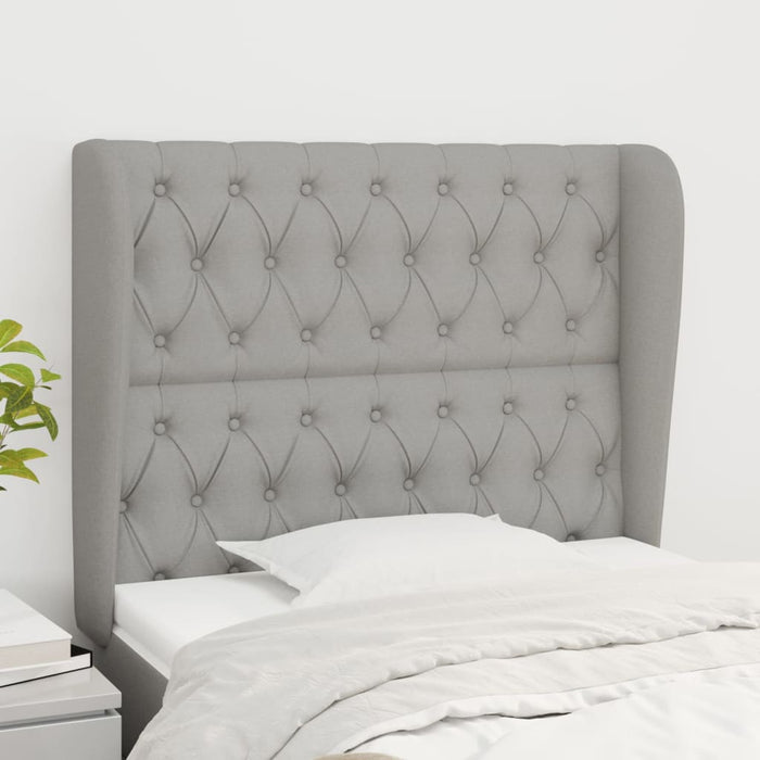 Tăblie de pat cu aripioare gri deschis 103x23x118/128 cm textil WALTI