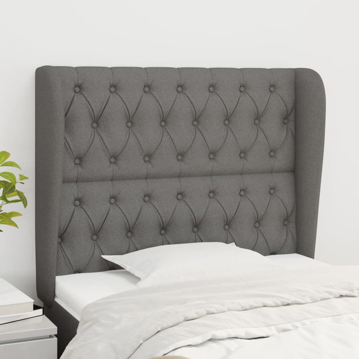 Tăblie de pat cu aripioare gri închis 103x23x118/128 cm textil - WALTI WALTI