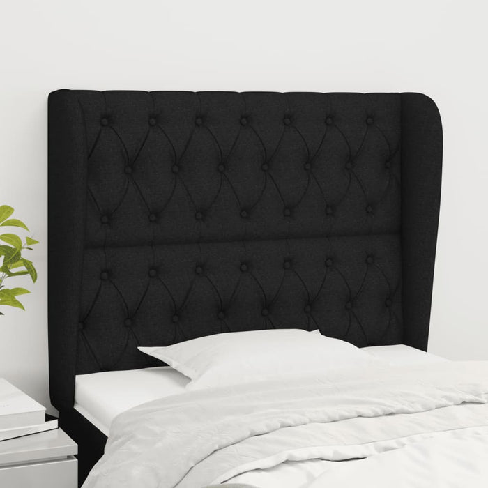 Tăblie de pat cu aripioare, negru, 103x23x118/128 cm, textil - WALTI WALTI
