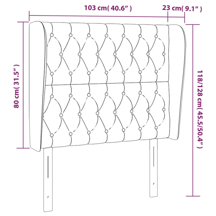 Tăblie de pat cu aripioare, albastru, 103x23x118/128 cm, textil - WALTI WALTI