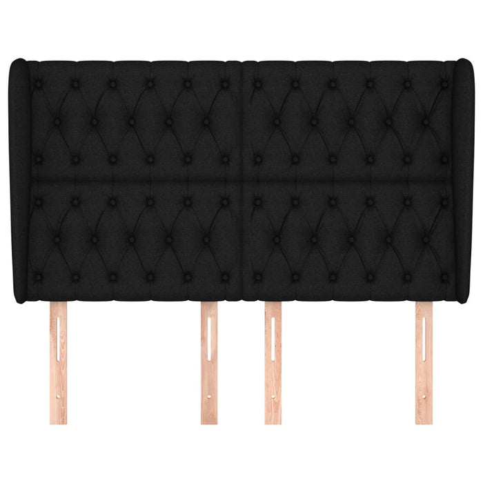 Tăblie de pat cu aripioare, negru, 147x23x118/128 cm, textil WALTI