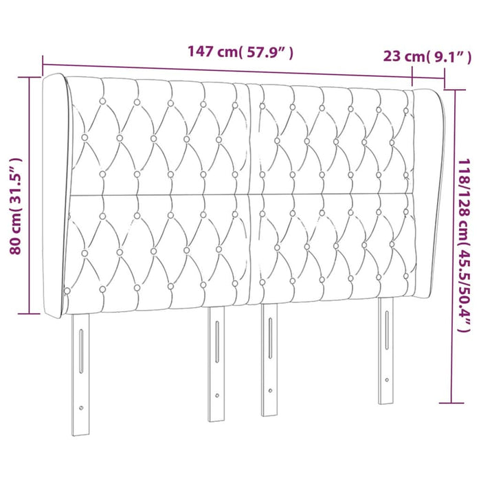 Tăblie de pat cu aripioare, crem, 147x23x118/128 cm, textil - WALTI WALTI