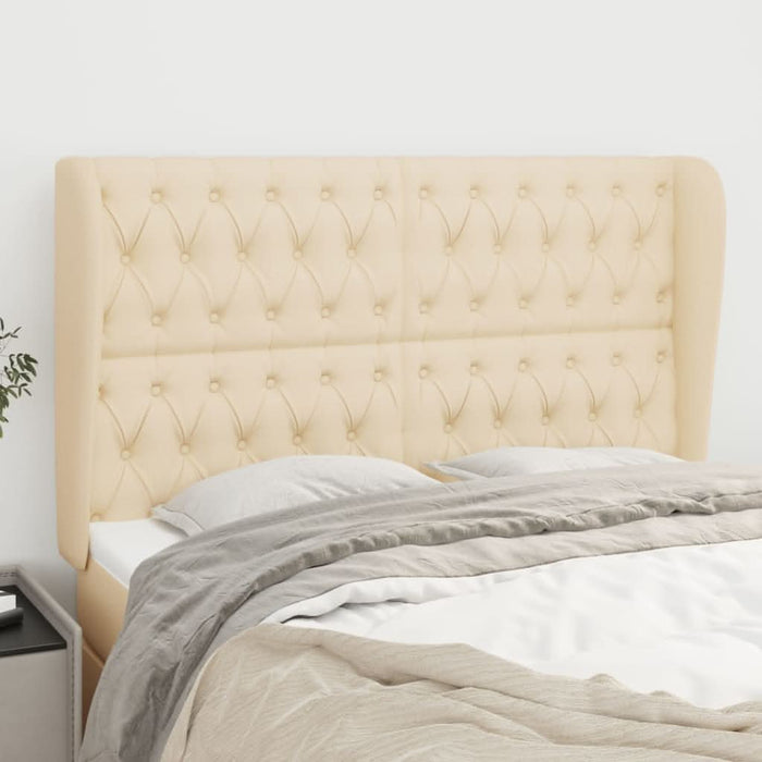 Tăblie de pat cu aripioare, crem, 147x23x118/128 cm, textil - WALTI WALTI