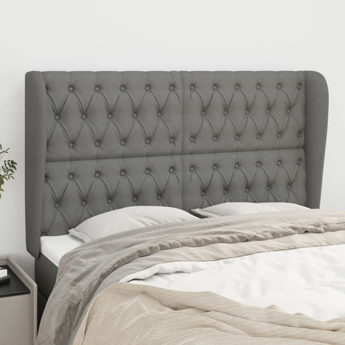 Tăblie de pat cu aripioare gri închis 163x23x118/128 cm textil - WALTI WALTI