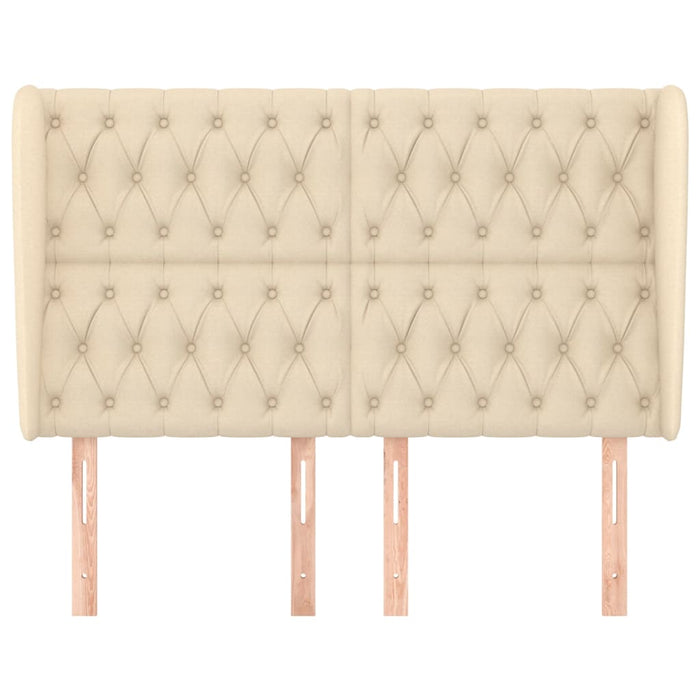 Tăblie de pat cu aripioare, crem, 163x23x118/128 cm, textil WALTI