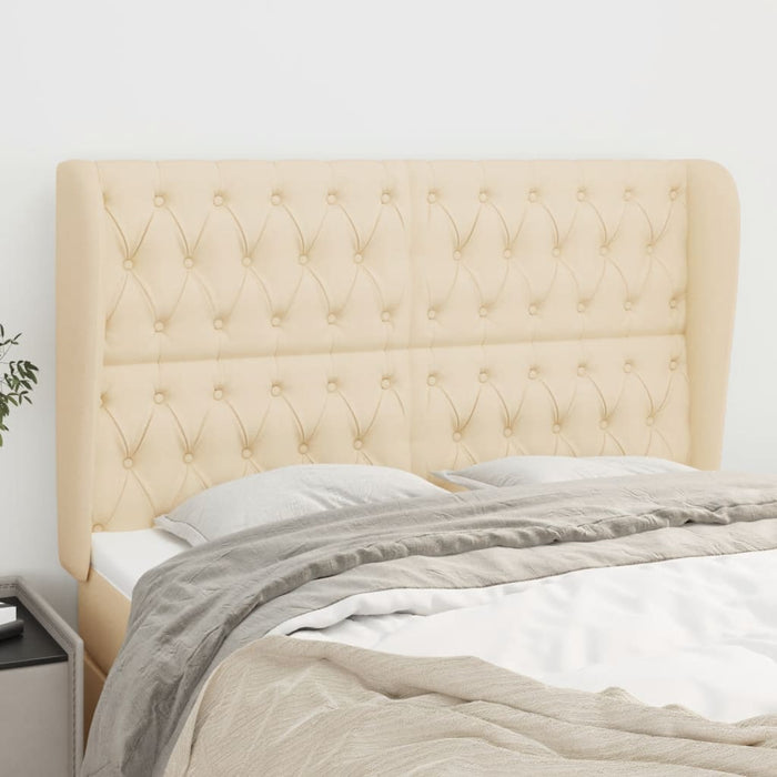 Tăblie de pat cu aripioare, crem, 163x23x118/128 cm, textil WALTI