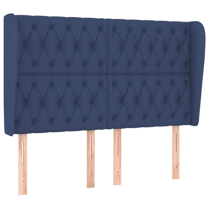 Tăblie de pat cu aripioare, albastru, 163x23x118/128 cm, textil - WALTI WALTI