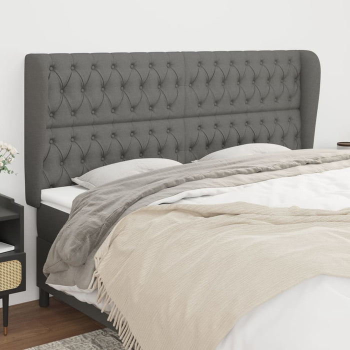 Tăblie de pat cu aripioare gri închis 183x23x118/128 cm textil - WALTI WALTI