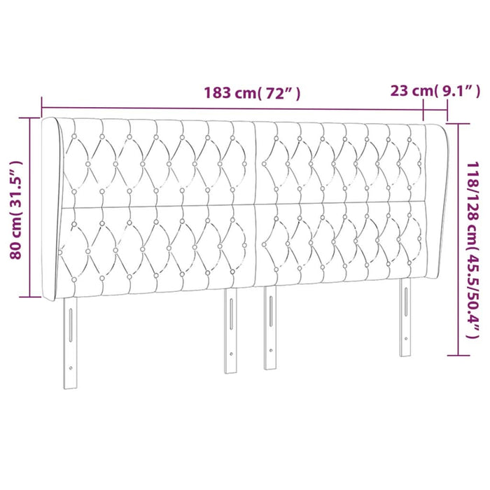 Tăblie de pat cu aripioare, crem, 183x23x118/128 cm, textil - WALTI WALTI