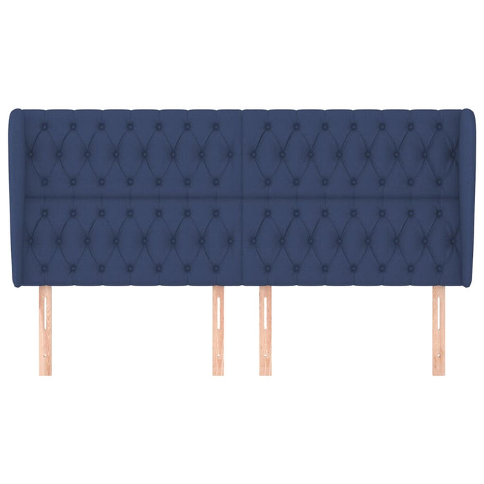 Tăblie de pat cu aripioare, albastru, 183x23x118/128 cm, textil WALTI