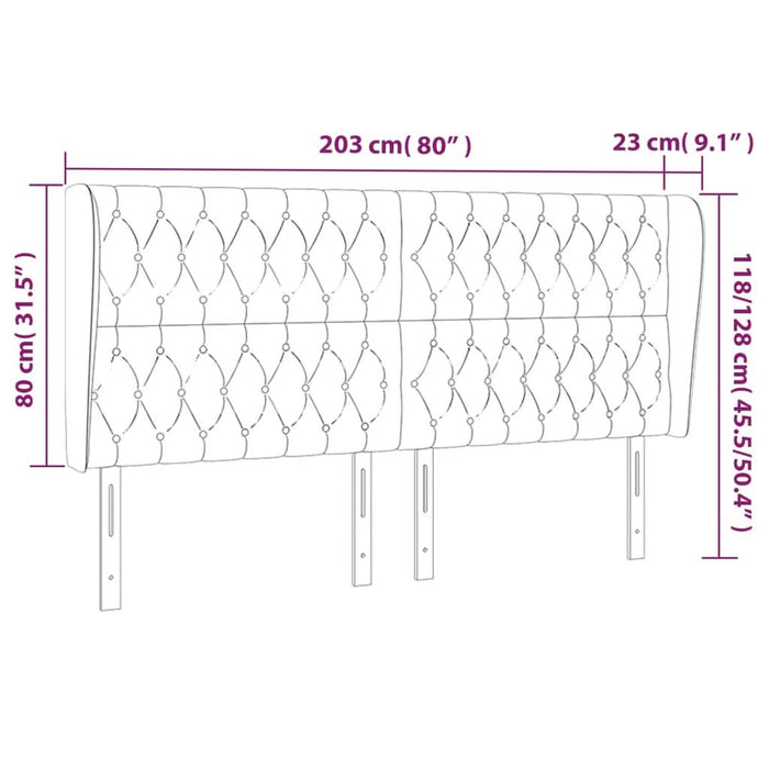 Tăblie de pat cu aripioare gri deschis 203x23x118/128 cm textil - WALTI WALTI