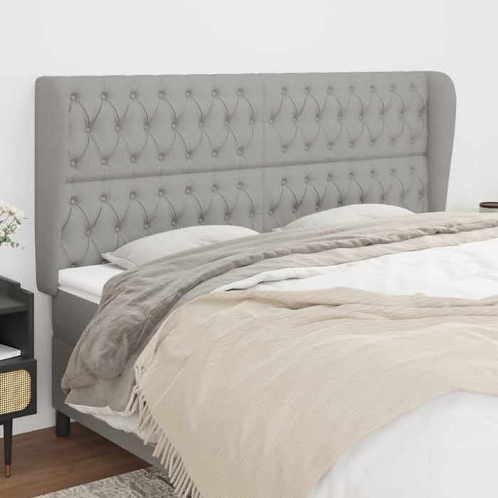 Tăblie de pat cu aripioare gri deschis 203x23x118/128 cm textil - WALTI WALTI