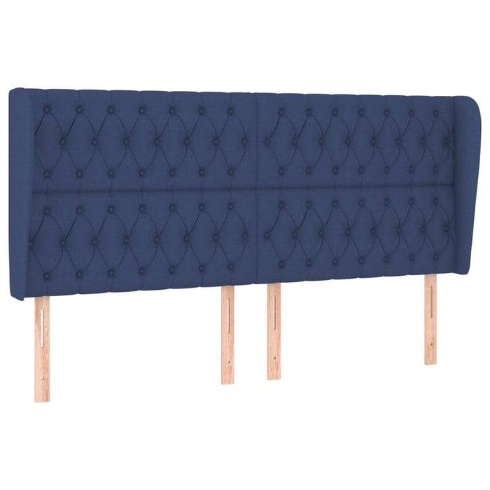 Tăblie de pat cu aripioare, albastru, 203x23x118/128 cm, textil WALTI