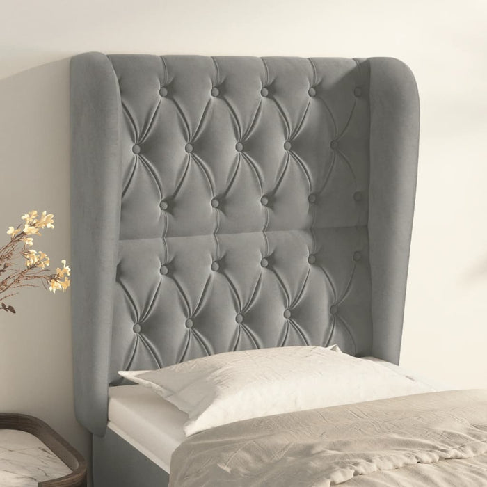 Tăblie de pat cu aripioare gri deschis 83x23x118/128 cm catifea - WALTI WALTI