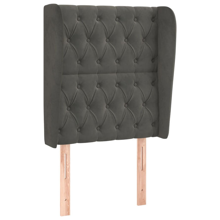 Tăblie de pat cu aripioare gri închis 83x23x118/128 cm catifea WALTI