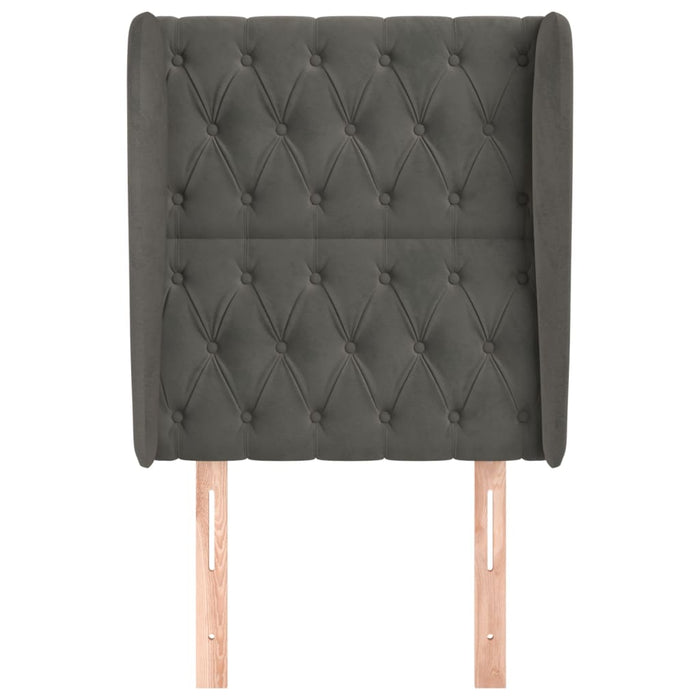 Tăblie de pat cu aripioare gri închis 83x23x118/128 cm catifea WALTI