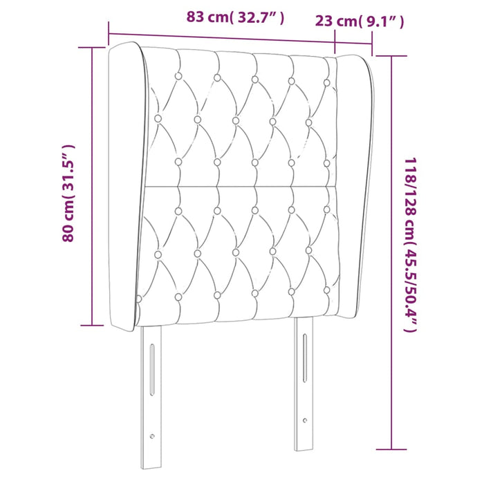 Tăblie de pat cu aripioare gri închis 83x23x118/128 cm catifea WALTI