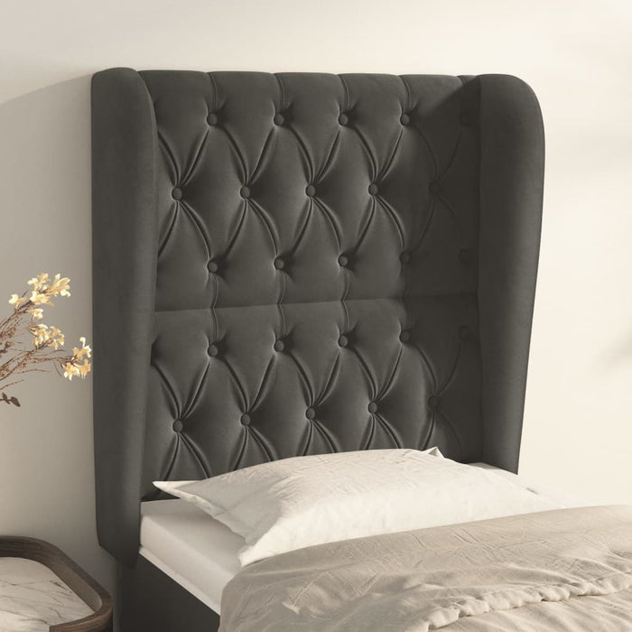 Tăblie de pat cu aripioare gri închis 83x23x118/128 cm catifea WALTI