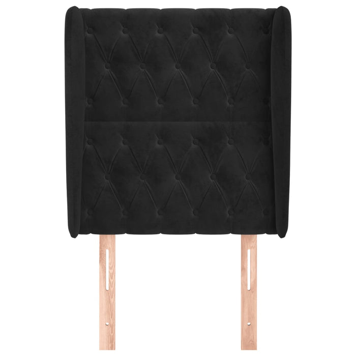 Tăblie de pat cu aripioare, negru, 83x23x118/128 cm, catifea WALTI